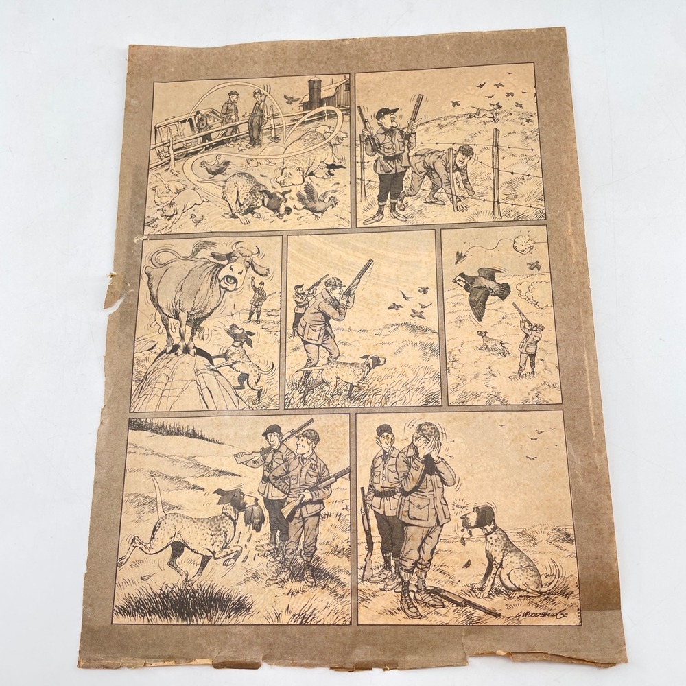Vintage George Woodbridge Hunting Comic Strip Art Print Signed 8.5x11 Humor